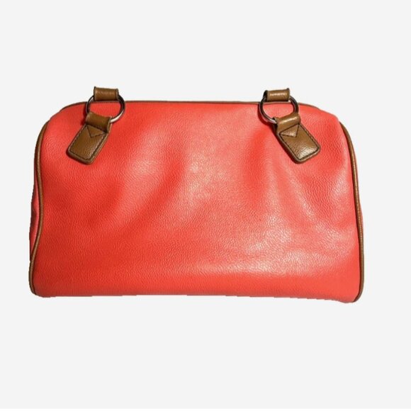 Nine West Orange Satchel Purse Brown Handles EUC - Picture 2 of 7